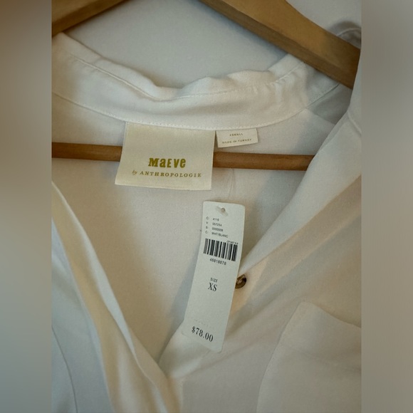 Maeve / Anthropologie white button down high-low tie shirt NWT - Picture 6 of 6